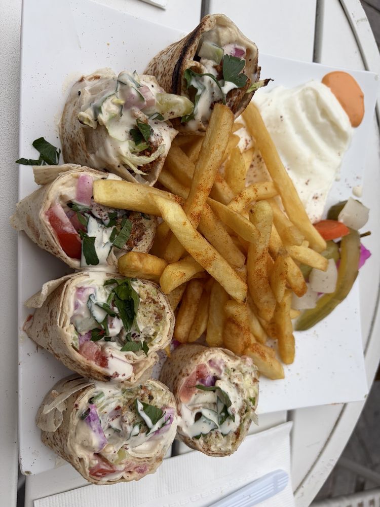 Shawarma pieces and fries from Shawarma Al-Sham