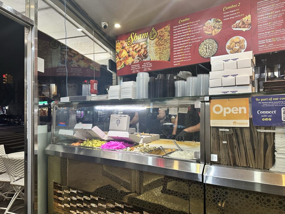 Inside Shawarma Al-Sham at the counter